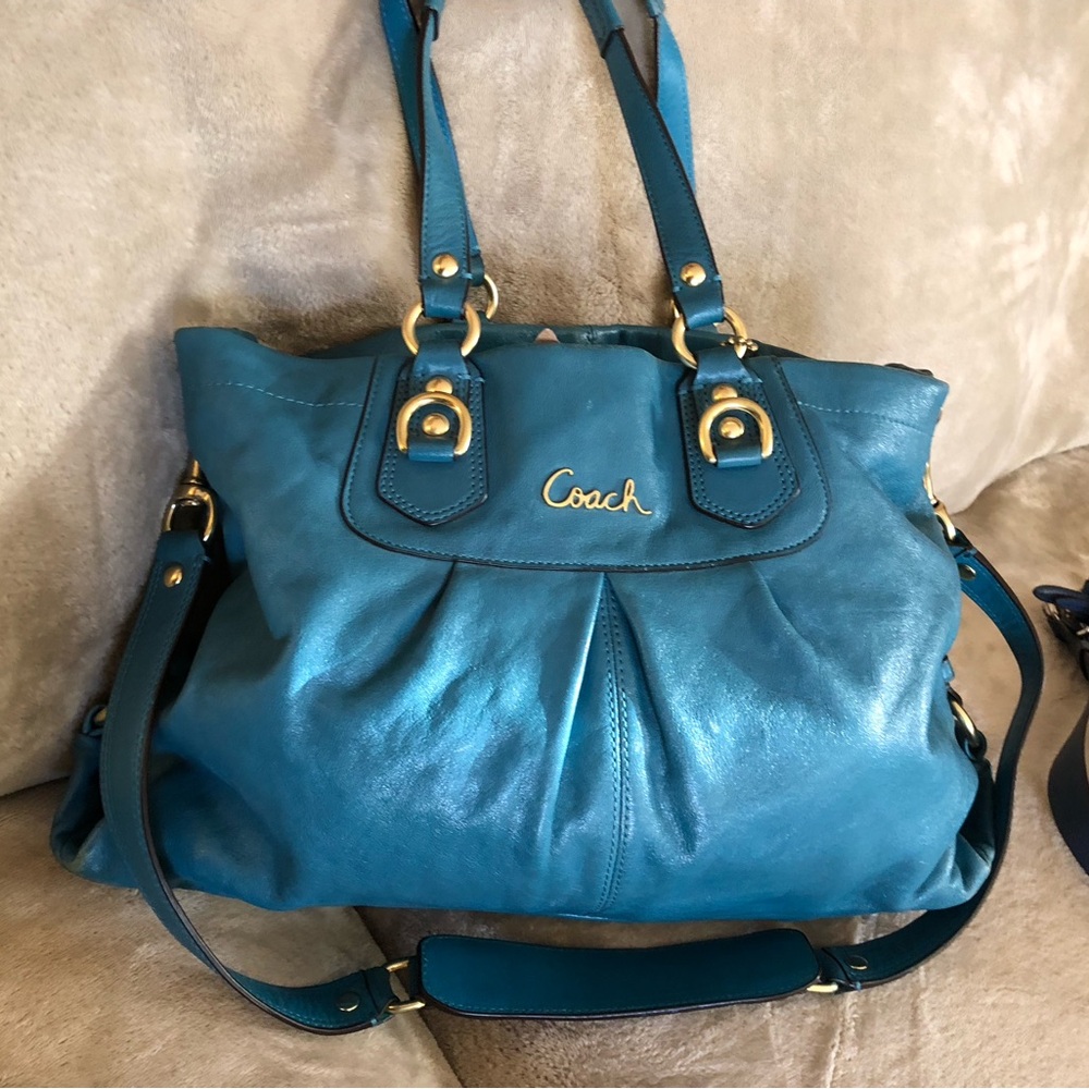 Turquoise Coach purse